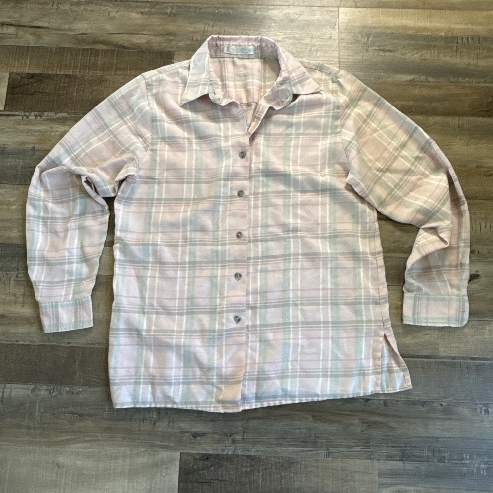 Foxcroft Pink Plaid Button Down Sz 8 Preppy Trendy